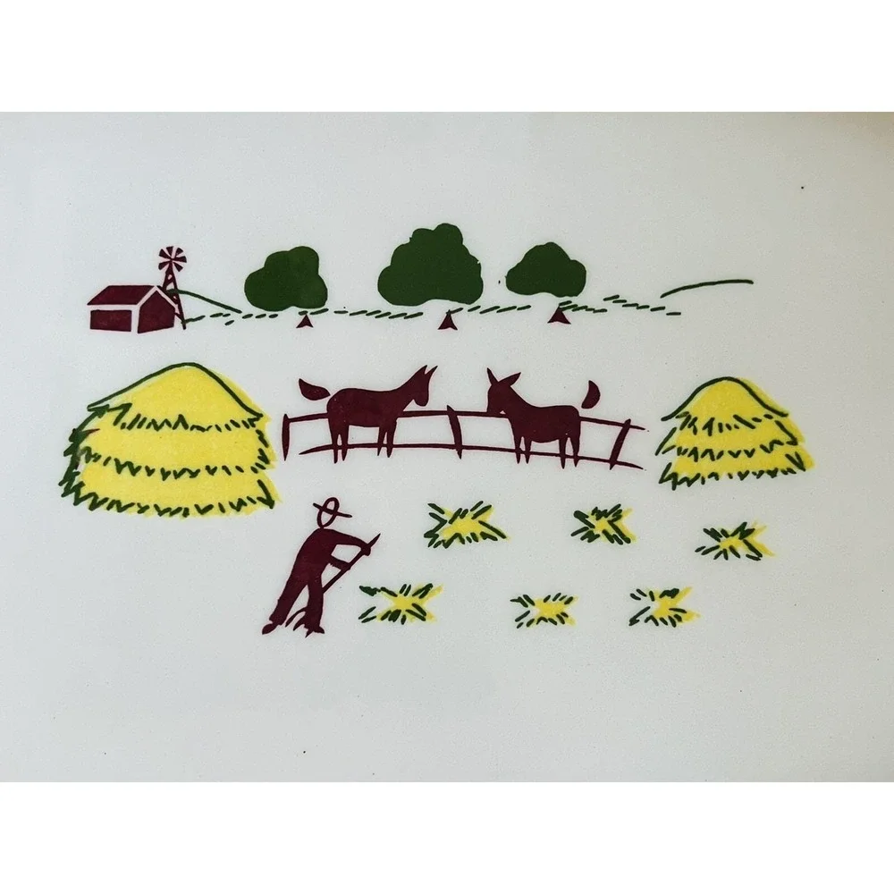 Vintage Brock Of California Serving Platter Farmhouse Yellow Tray‎ Hay Donkey